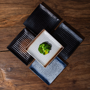 Square Shaped Ceramic Steak Plate Restaurant Tableware