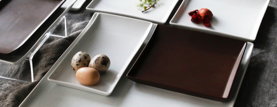 Geometric porcelain white ware collection