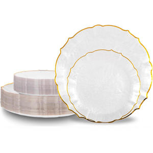 Customizable Color Plastic Lace Plates with Gold/Silver Trimmed Edges