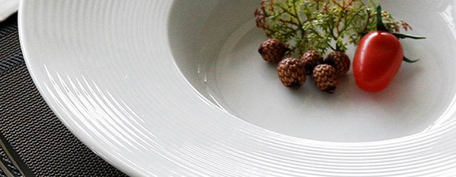 Virtuoso porcelain collection for fine dining presentation