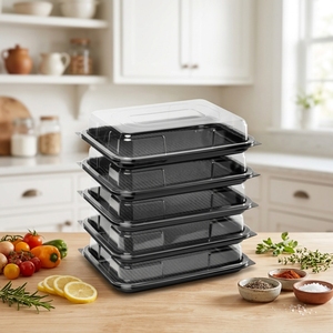 Clear Plastic Catering Tray with Embossed Base