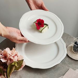 Classical Lace-up Design Plain White Ceramic Platter