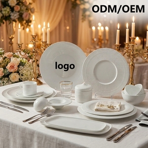 Luxury White Celadon Porcelain Dinnerware Sets