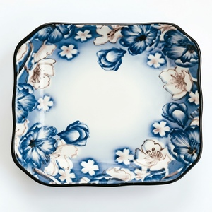 Square Ceramic Coupe Plate New Chinese Style Luxury 7-Inch Porcelain Salver