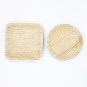 Customized Private Label Logo Disposable Palm Leaf Plates Tray Cutlery