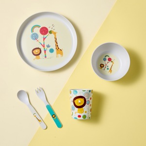 Printed Cartoon Children Tableware Set Five-Piece Customizable RPET Plastic