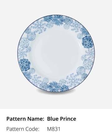 Blue Prince Hospital Dinnerware Pattern