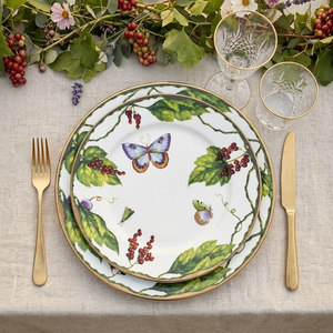 Vintage Butterfly Floral Bone China Dinnerware Set