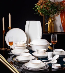 Luxury Bone China Hotel Plates Bowl Pot Dinnerware Sets