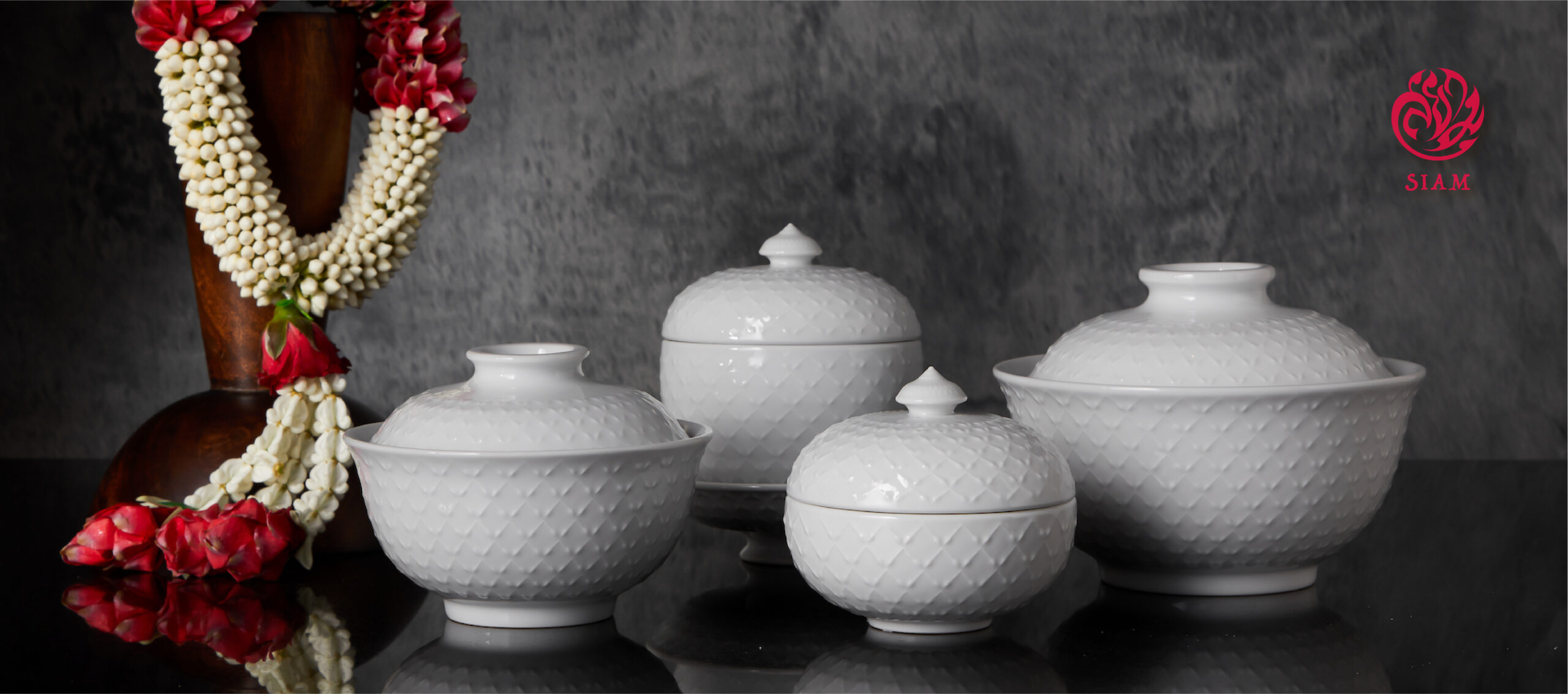 Siam porcelain collection tableware with Thai-inspired design