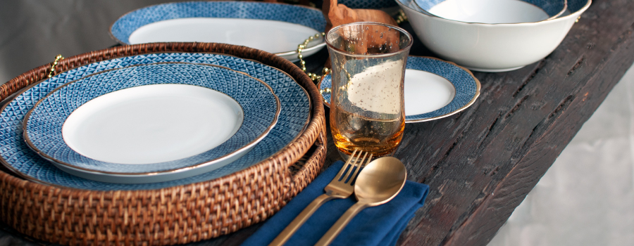 Wood Thai textured porcelain tableware