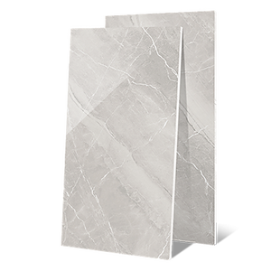 Light Grey Marble Look Glossy Porcelain Tile 900x1800mm White Vein Rectified