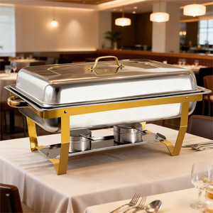 High-Grade Elegant Gold and Silver Rolled-Edge Buffet Set