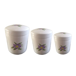 Japan Funeral Supplies White Porcelain Bone Pot with Flower Printing