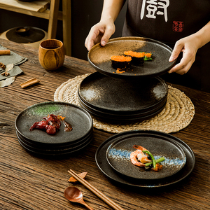 Wholesale Black Porcelain Ceramic White and Black Plate Matte Crockery