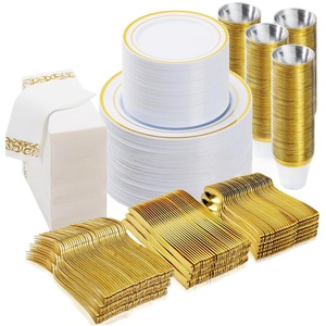 Premium Wedding Banquet Tableware Set Luxury Silver PS Plates