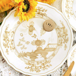 Vintage Floral Printed Bone China Charger Plate Set