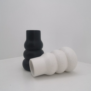 Handmade Black White Spiral Hollow Ceramic Tabletop Vase